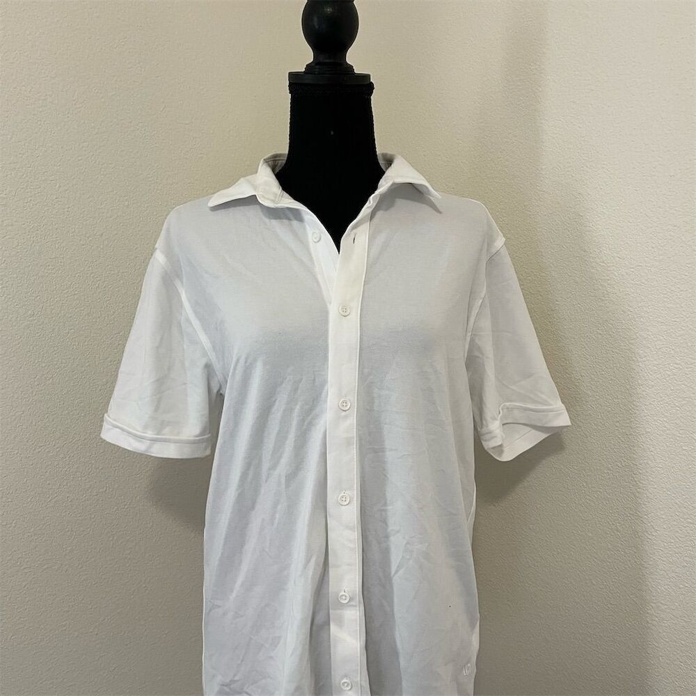 Men’s S White Short Sleeve Button-Up Shirt Casual​